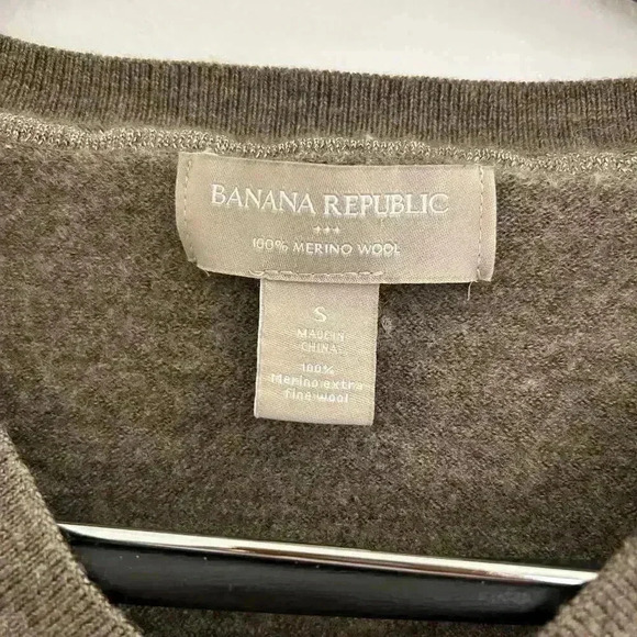 Banana Republic Merino Wool Women's Knit Sweater Brown V Neck Size S - Picture 3 of 6